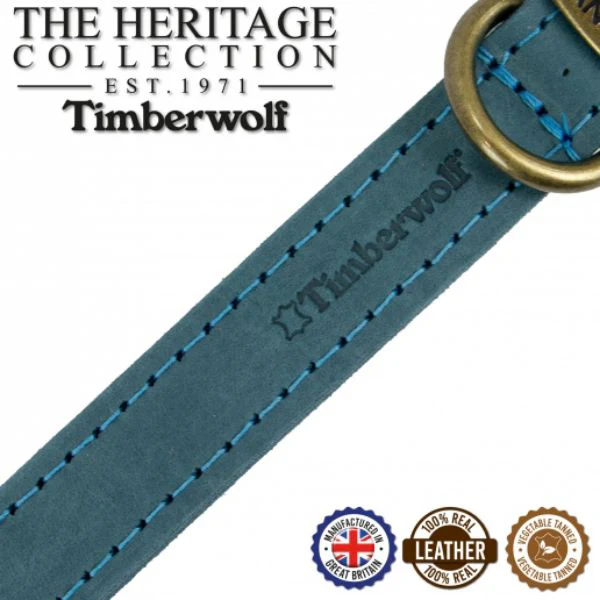 Ancol Timberwolf Leather Collar Blue 28-36cm Size 3 - Image 2