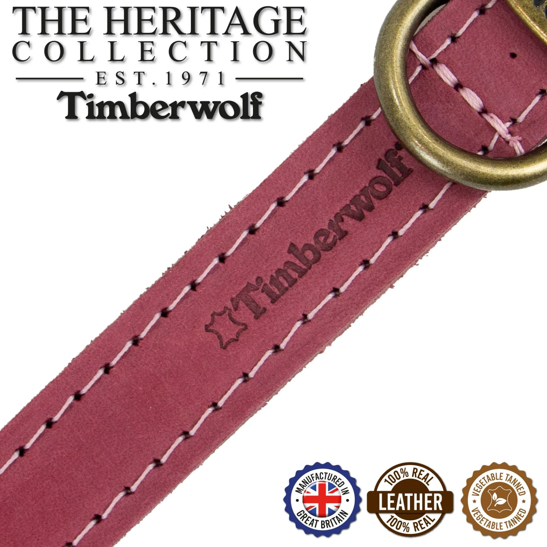Ancol Timberwolf Leather Collar Raspberry 55-63cm Size 8 - Image 2