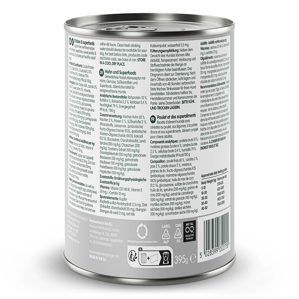 Arden Grange Tins Grain Free Adult Chicken & Superfoods 395g - Image 2