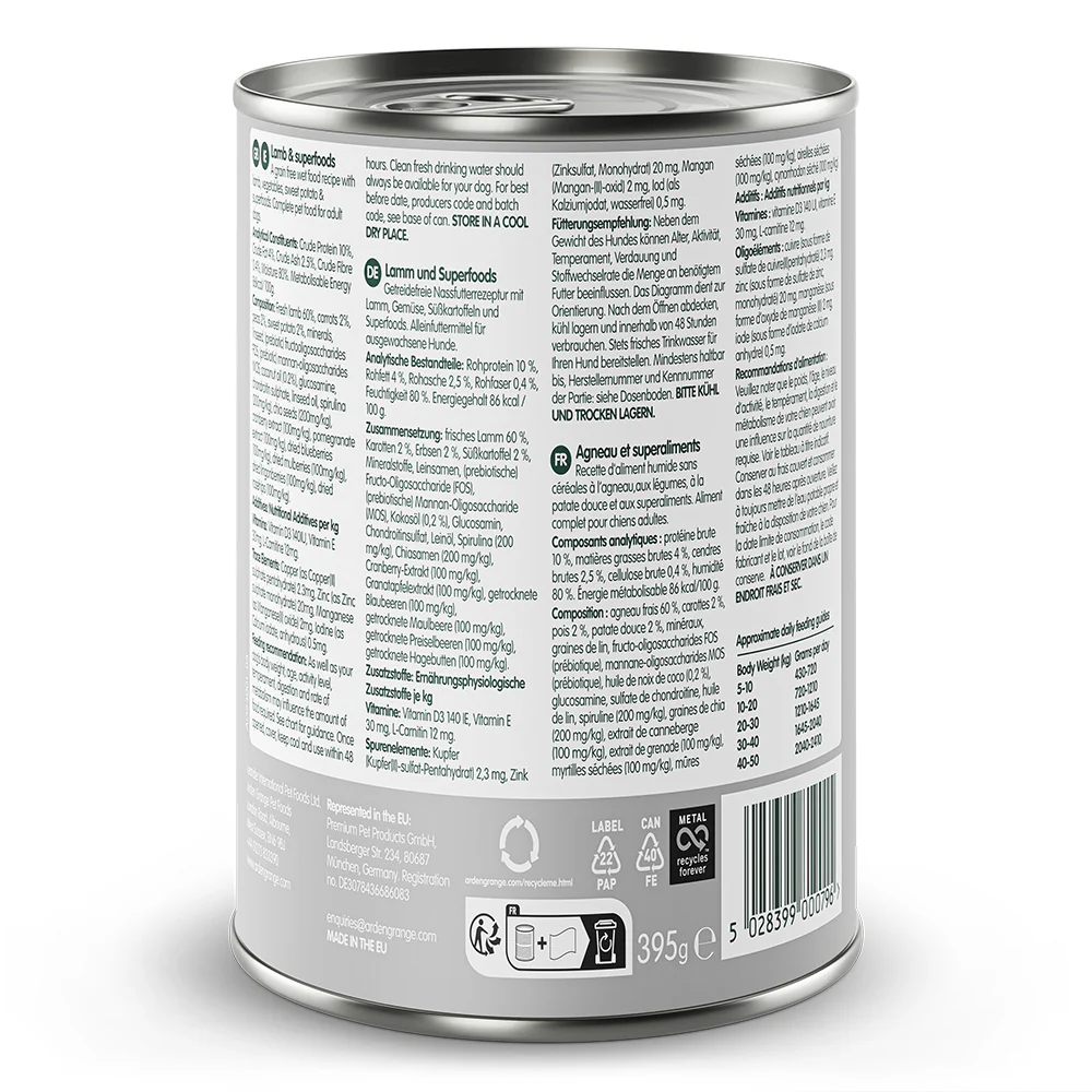 Arden Grange Tins Grain Free Adult Lamb & Superfoods 395g - Image 2