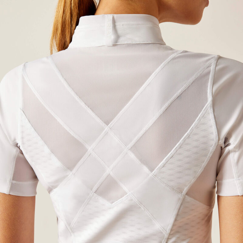 Ariat Ascent 1/4 Zip SS Show Shirt White - Image 3