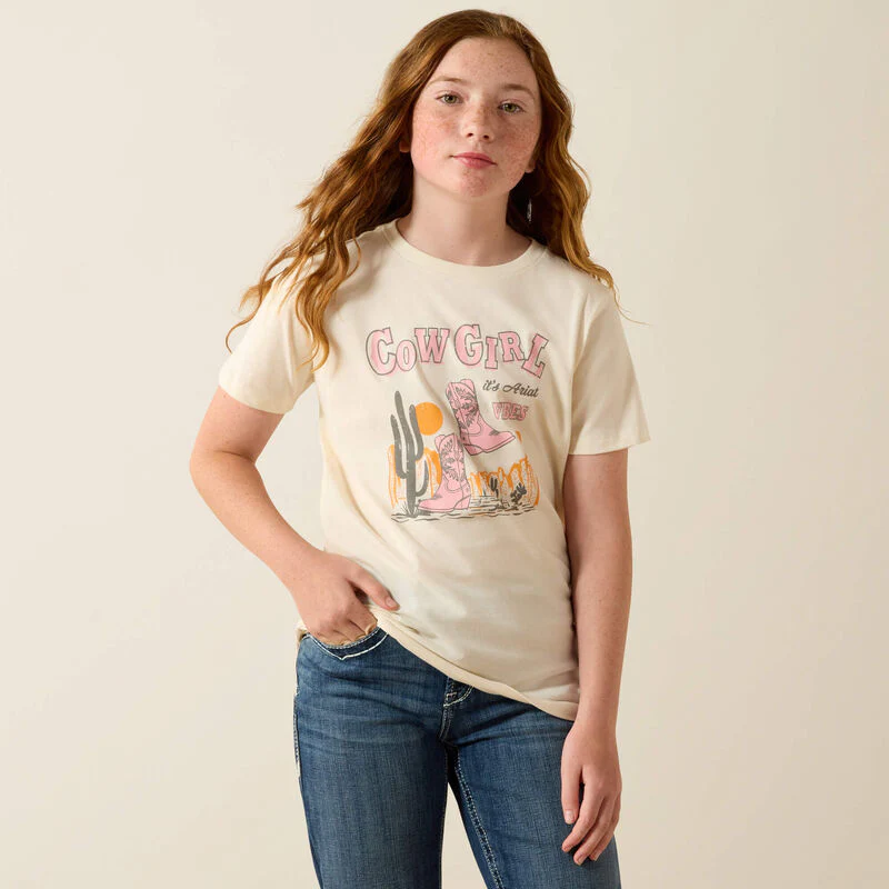 Ariat Girls Ariat Cowgirl Vibes SS T-Shirt Natural