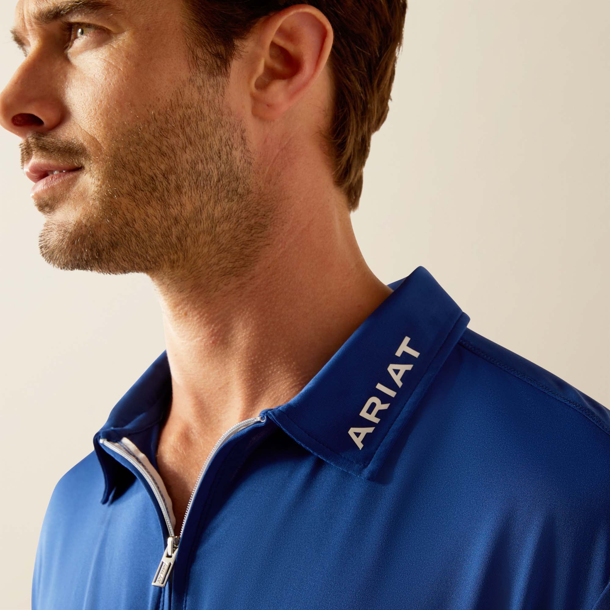 Ariat Mens Bandera 1/4 Zip SS Polo Sodalite Bluet - Image 3
