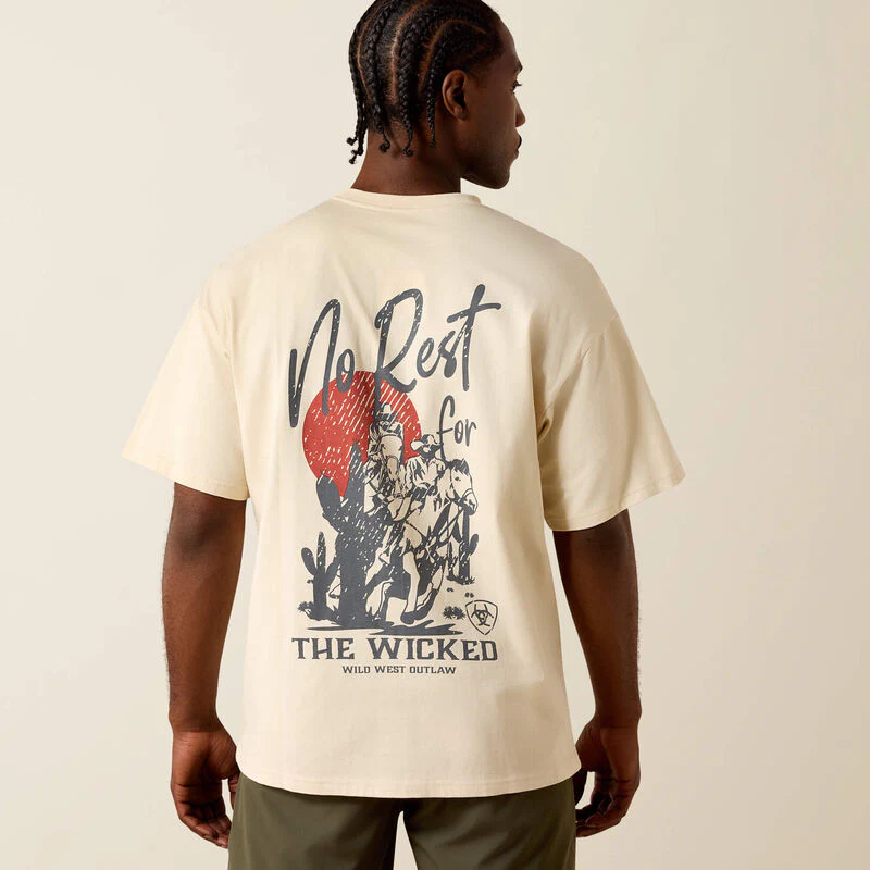 Ariat Mens The Wicked Boxy SS T-Shirt Sandshell - Image 2
