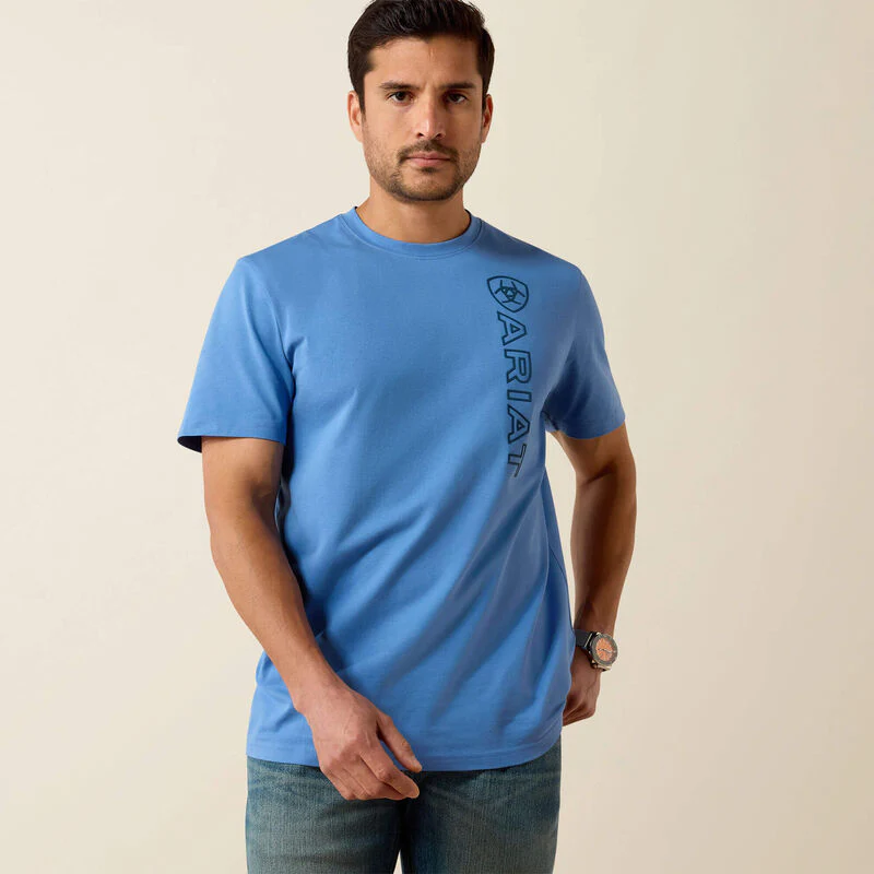 Ariat Mens Vertical Logo SS T-Shirt Riviera