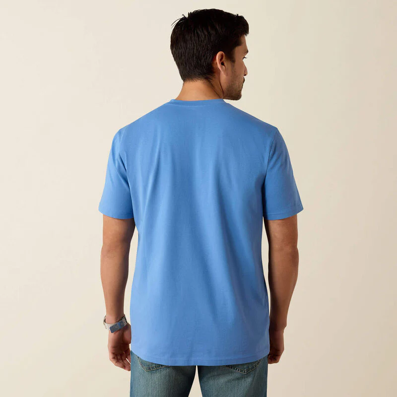 Ariat Mens Vertical Logo SS T-Shirt Riviera - Image 2