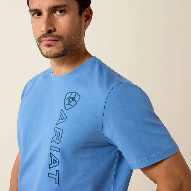 Ariat Mens Vertical Logo SS T-Shirt Riviera - Image 3