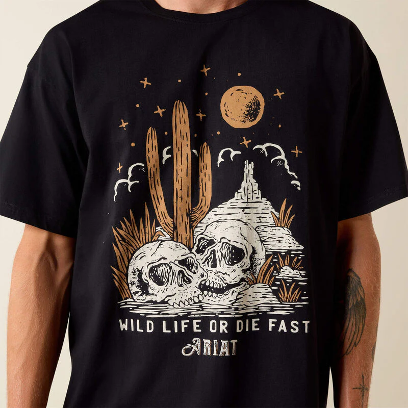 Ariat Mens Wild Life Boxy SS T-Shirt Washed Black - Image 3