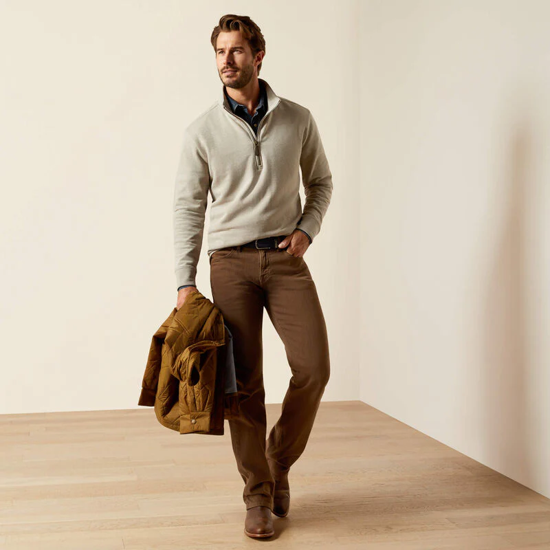 Ariat Mens Wilford 1/2 Zip Sweatshirt Flint Grey Heather - Image 3