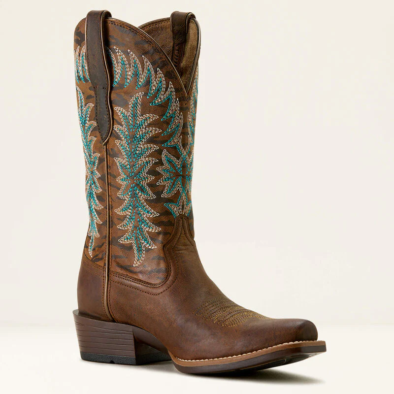 Ariat Wms Beaumont K-Toe Western Boots Sassy Brown / Gilded Tiger Print - Image 6