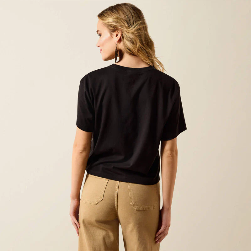 Ariat Womens Ariat Cacti Cowboy Hat SS T-Shirt Black - Image 2