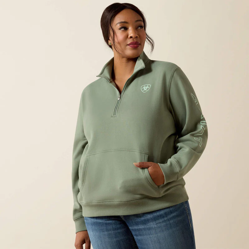 Ariat Womens Foundation Logo 1/2 Zip Sweatshirt Sea Spray - Image 2