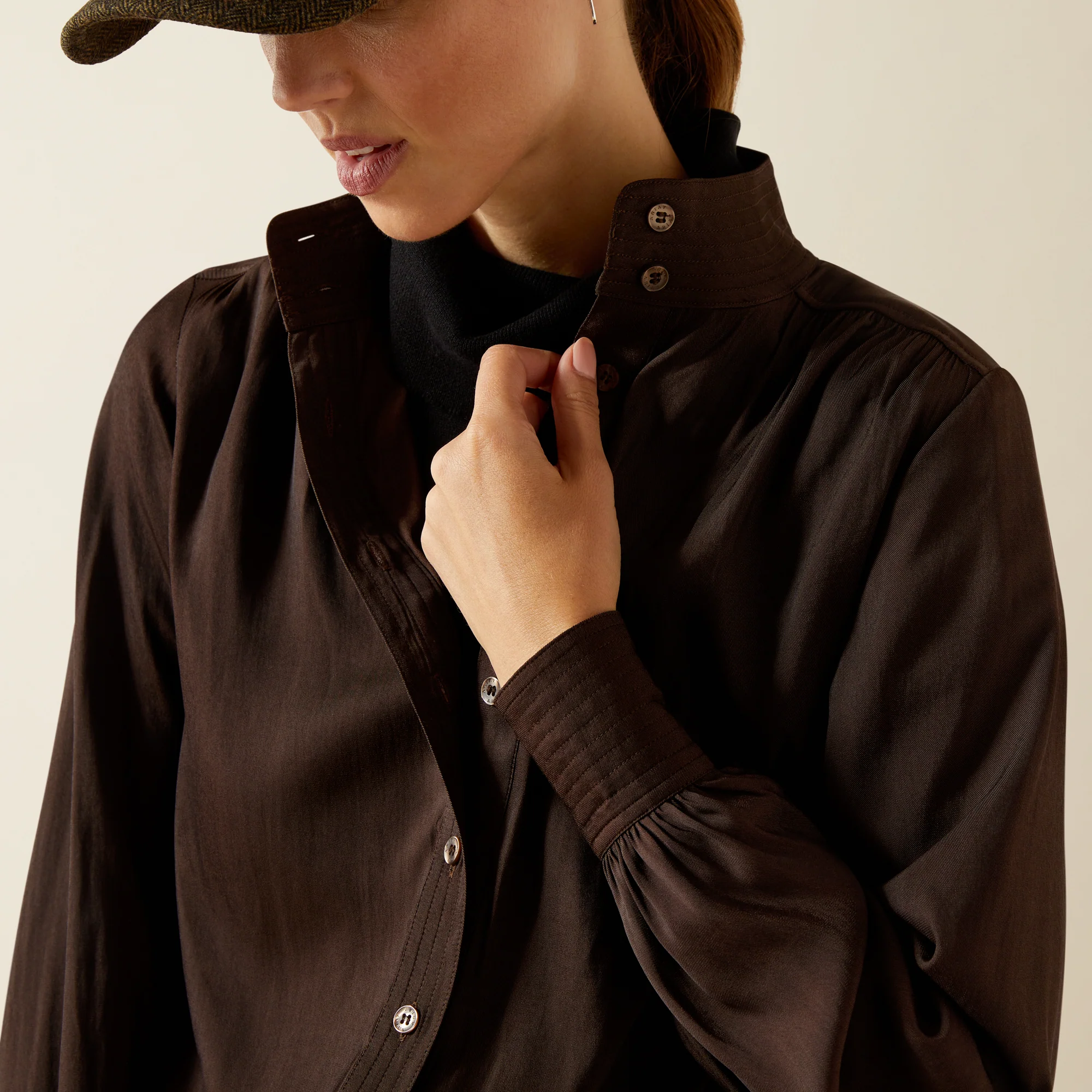 Ariat Womens Kildwick LS Blouse Coffee Bean - Image 3