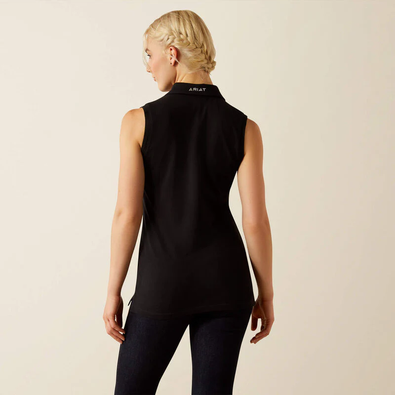 Ariat Womens Prix 3.0 Sleeveless Polo Black - Image 2