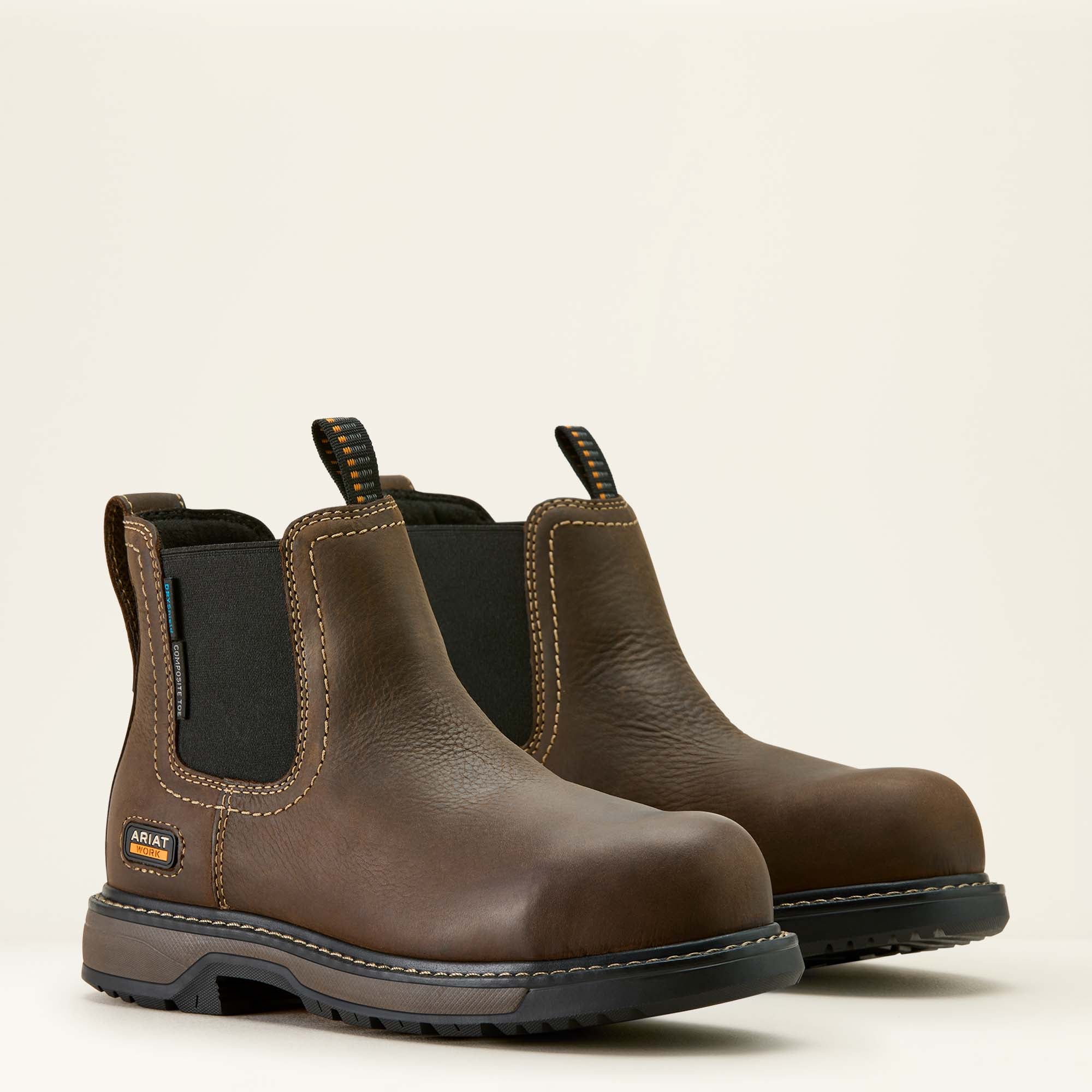 Ariat Womens Riverter Chelsea H20 Composite Toe Work Boot Dark Brown - Image 3