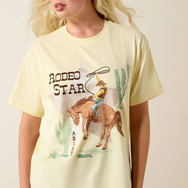 Ariat Womens Rodeo Star Boyfriend SS T-Shirt Pear Sorbet - Image 3