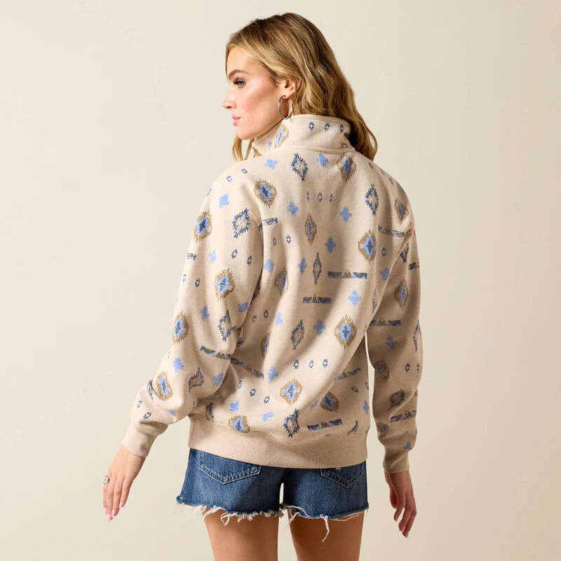 Ariat Womens Sapphire 1/2 Zip Sweatshirt Oatmeal Heather - Image 3