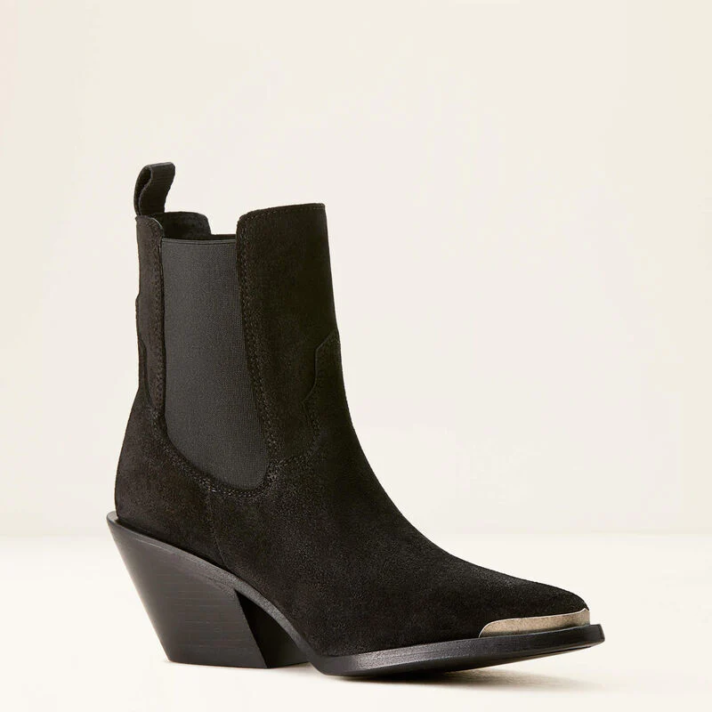 Ariat Womens Shiloh Bootie Distressed Black Suede - Image 6