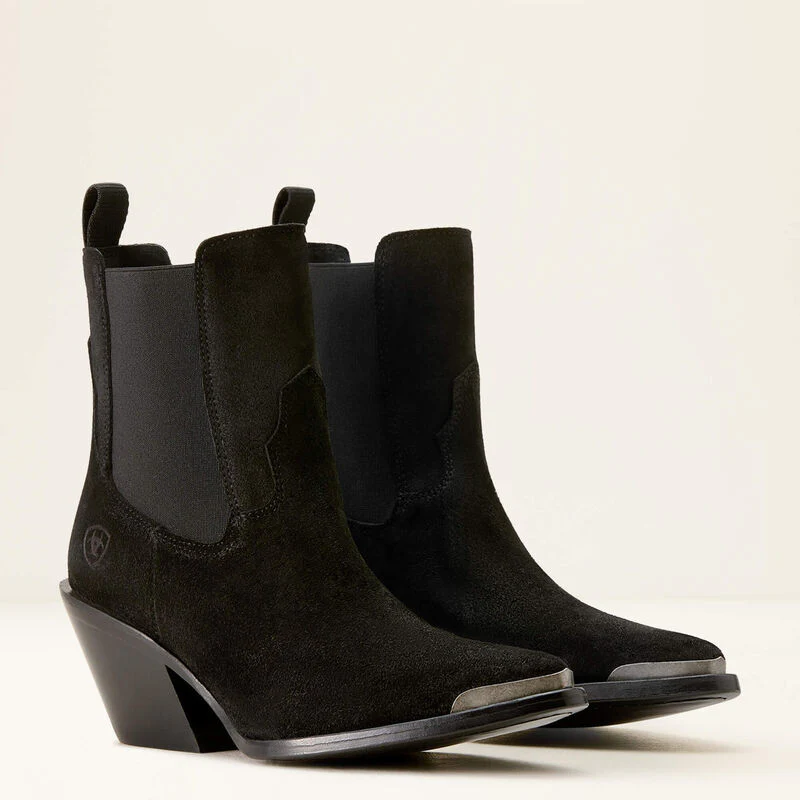 Ariat Womens Shiloh Bootie Distressed Black Suede - Image 7