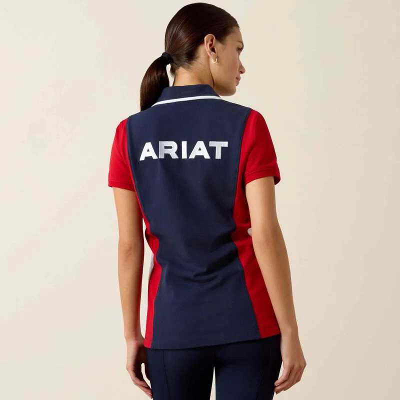 Ariat Womens Taryn SS Polo NavyT & Red - Image 2