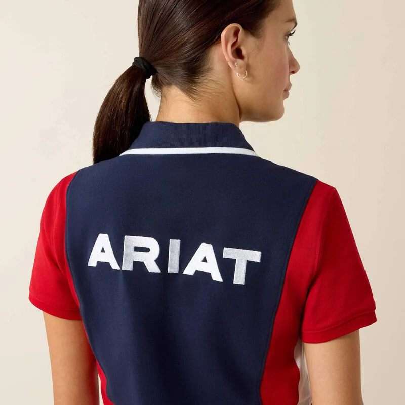 Ariat Womens Taryn SS Polo NavyT & Red - Image 4