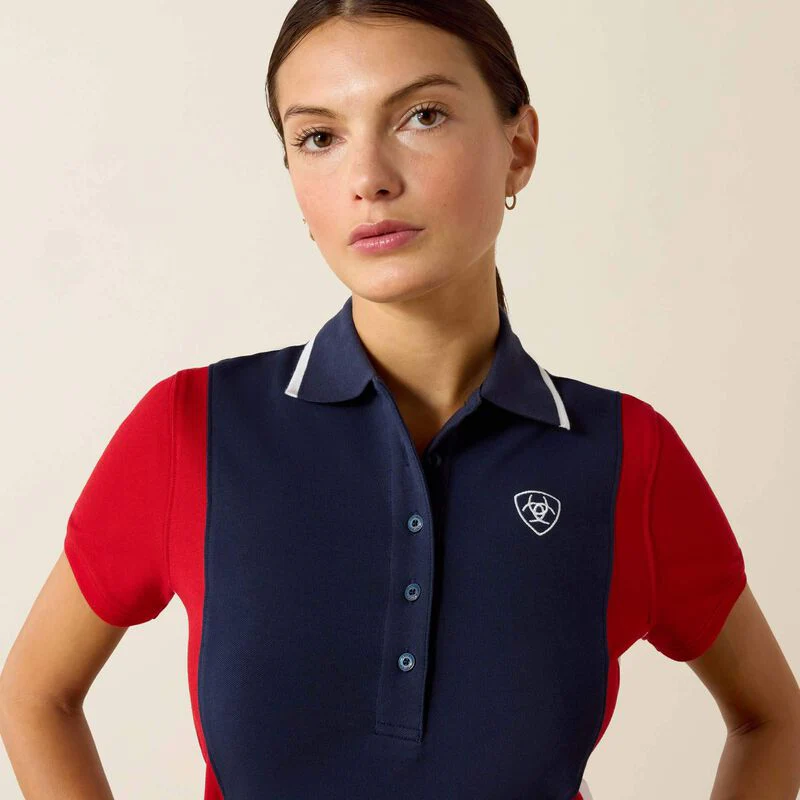 Ariat Womens Taryn SS Polo NavyT & Red - Image 5