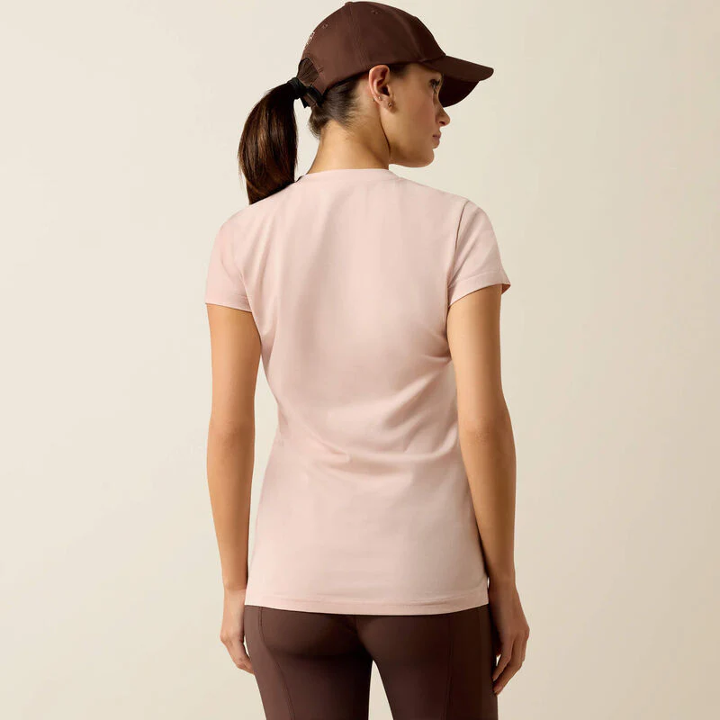 Ariat Womens Vertical Logo SS T-Shirt Sepia Rose - Image 2