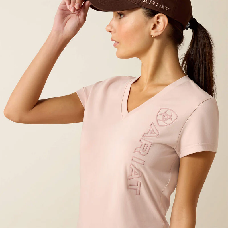 Ariat Womens Vertical Logo SS T-Shirt Sepia Rose - Image 3