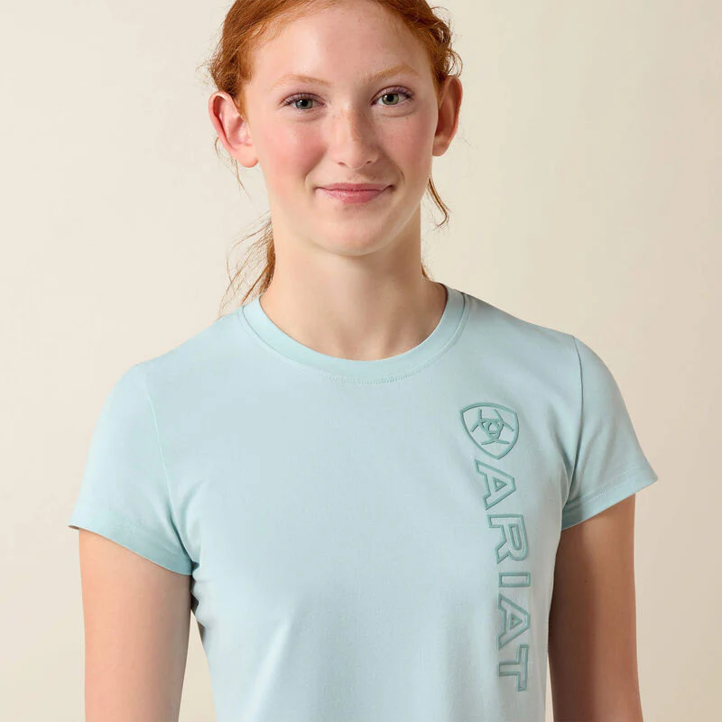 Ariat Youth Vertical Logo SS T-Shirt Starlight Blue / Blue Surf - Image 3