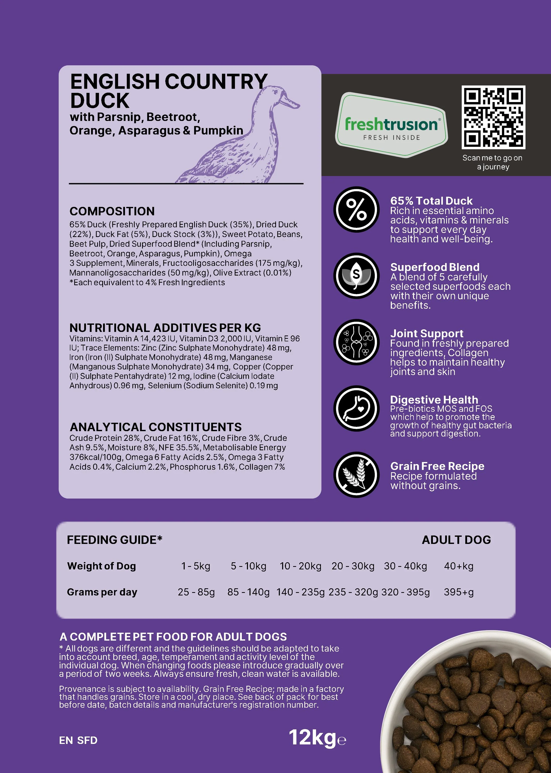 Artisan Superfood Duck Adult Dog Food 12kg - Image 2