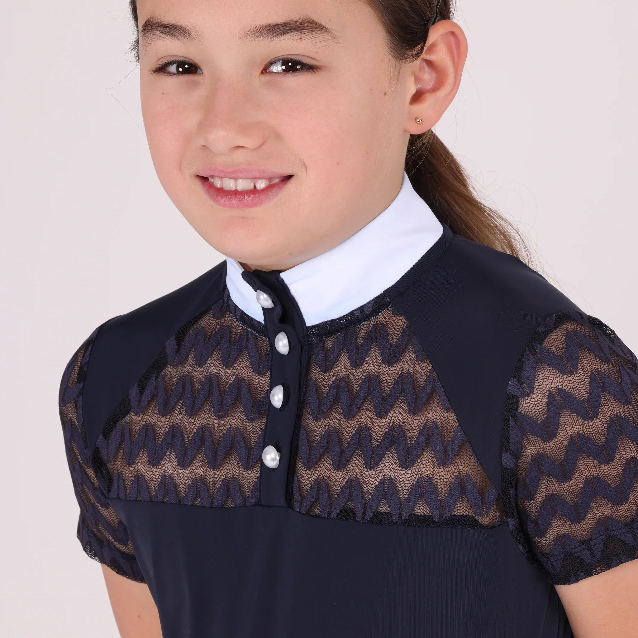 Aubrion Young Rider Optima VX Show Shirt Navy - Image 2