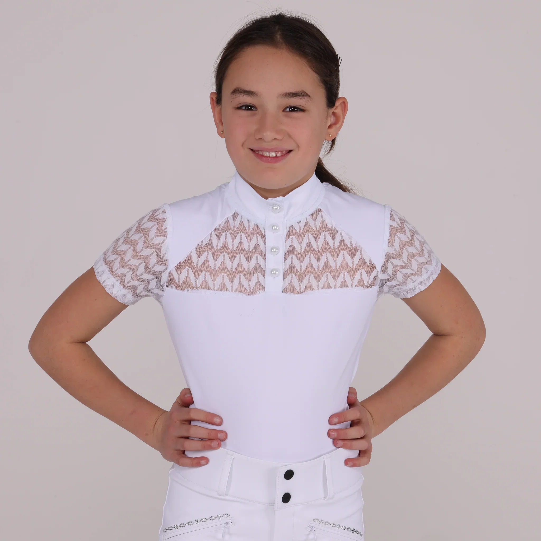 Aubrion Young Rider Optima VX Show Shirt White