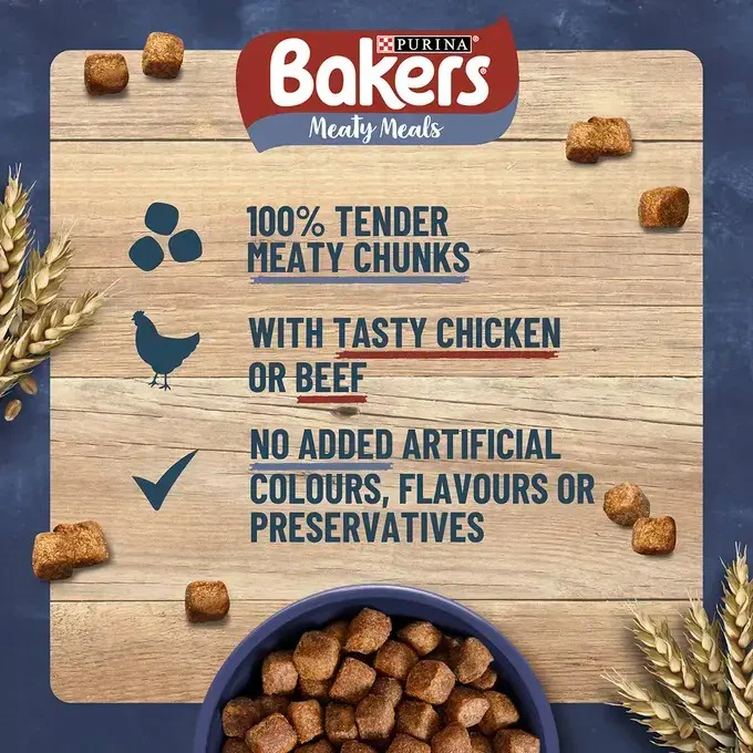 Bakers Meaty Meals With Beef Dry Dog Food 2.7kg - Image 2