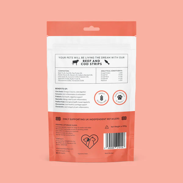 Bros Pets Beef & Cod Strips 100g - Image 2