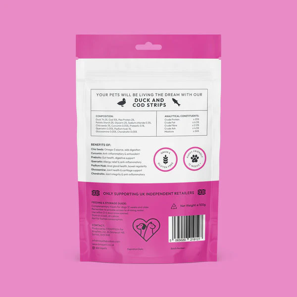 Bros Pets Duck & Cod Strips 100g - Image 2