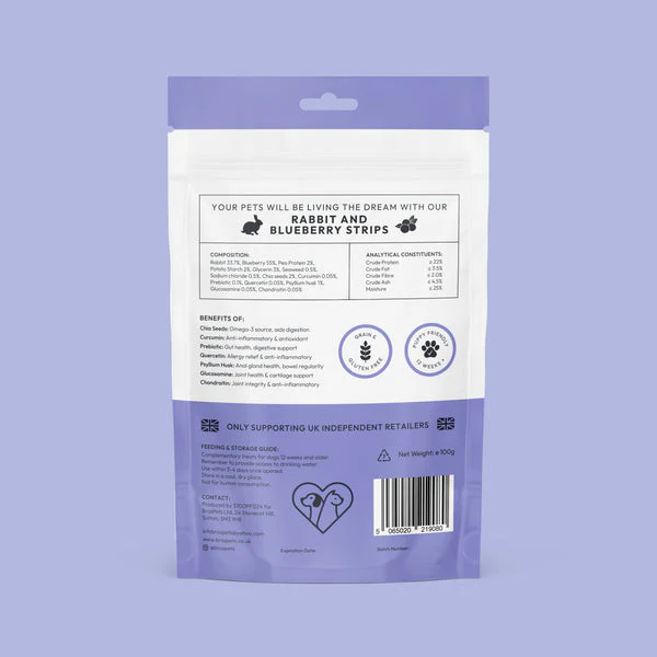 Bros Pets Rabbit & Blueberry Strips 100g - Image 2