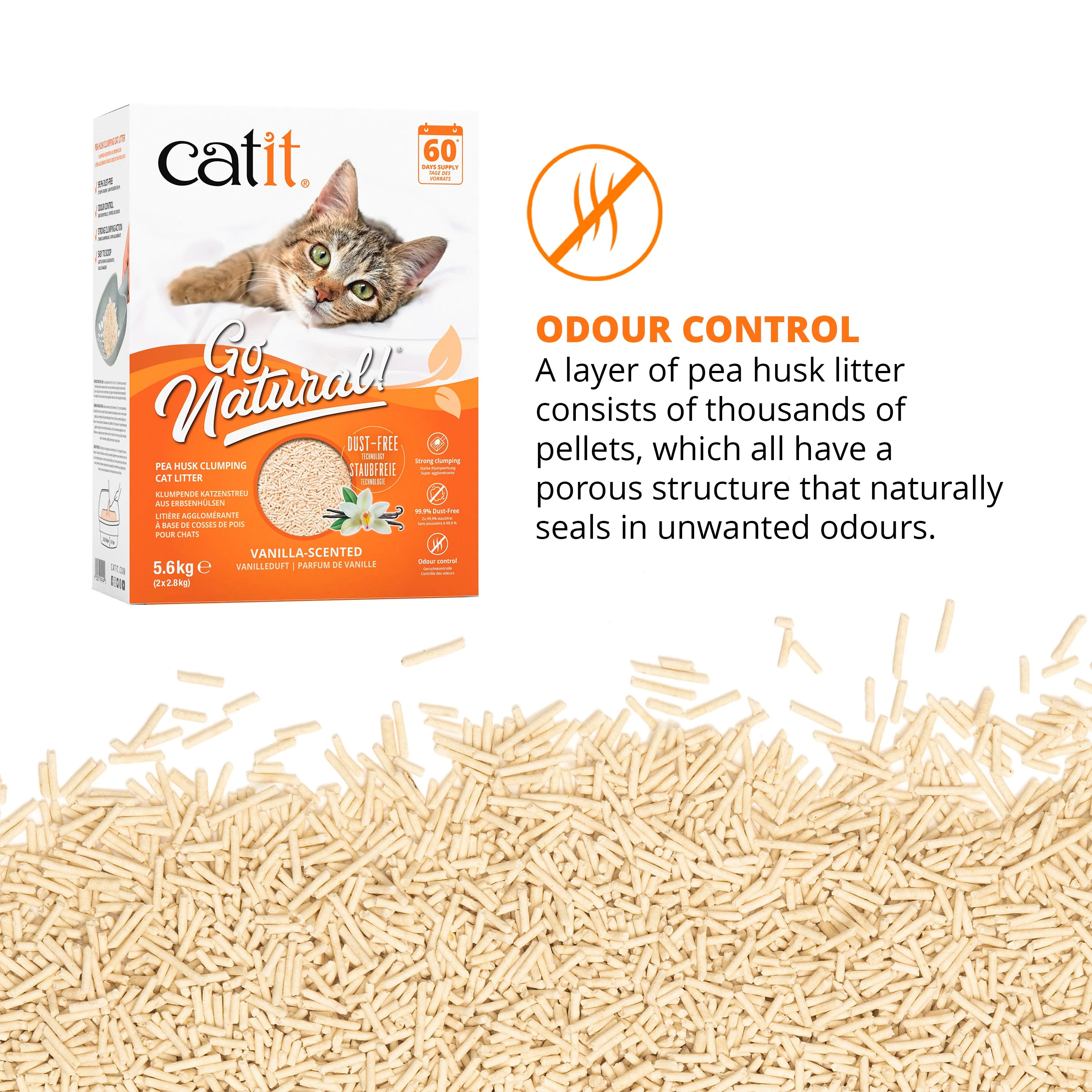 Catit Go Natural Vanilla Scented Pea Husk Clumping Cat Litter 5.6kg - Image 3