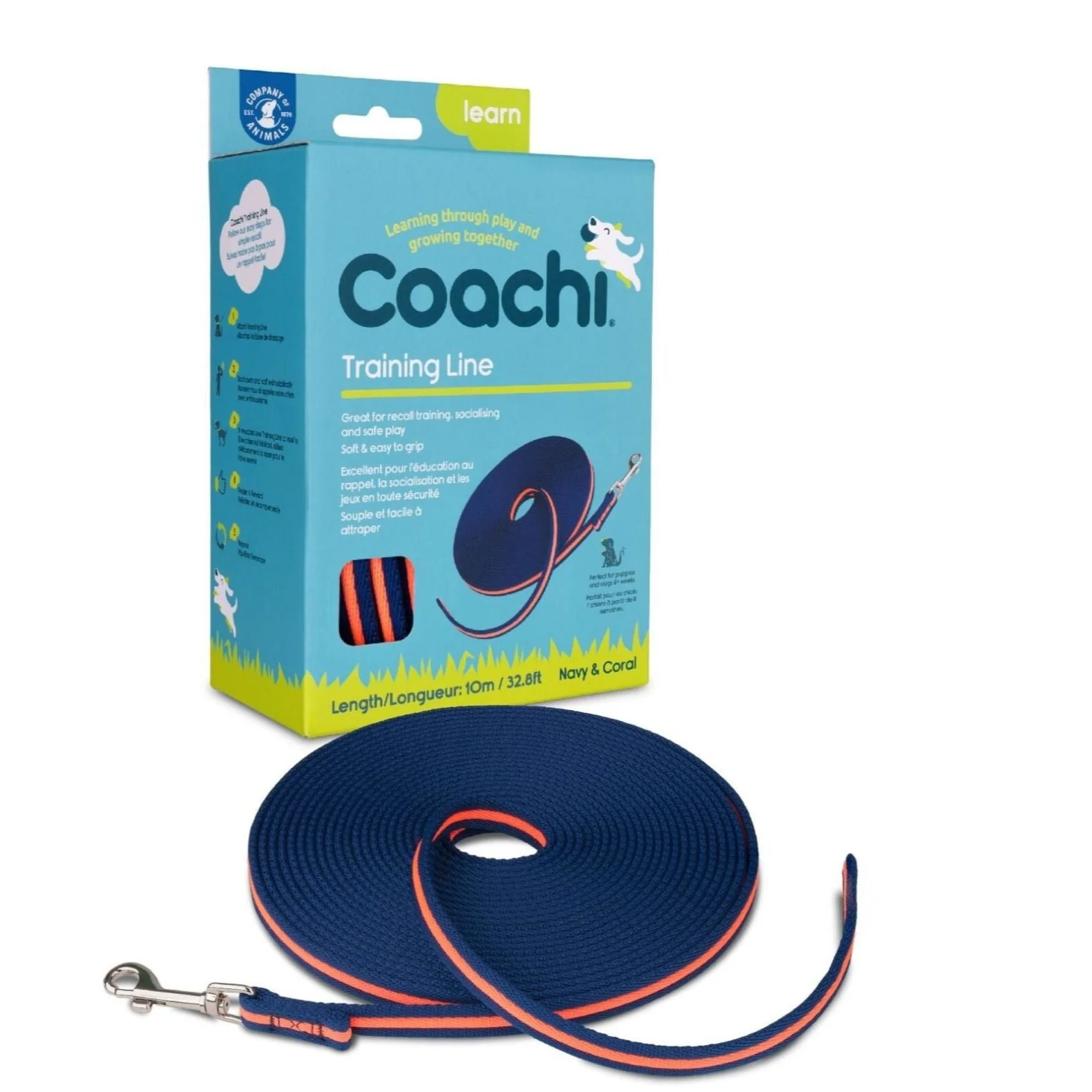 Coachi Training Line 10m Navy/Coral - Image 2