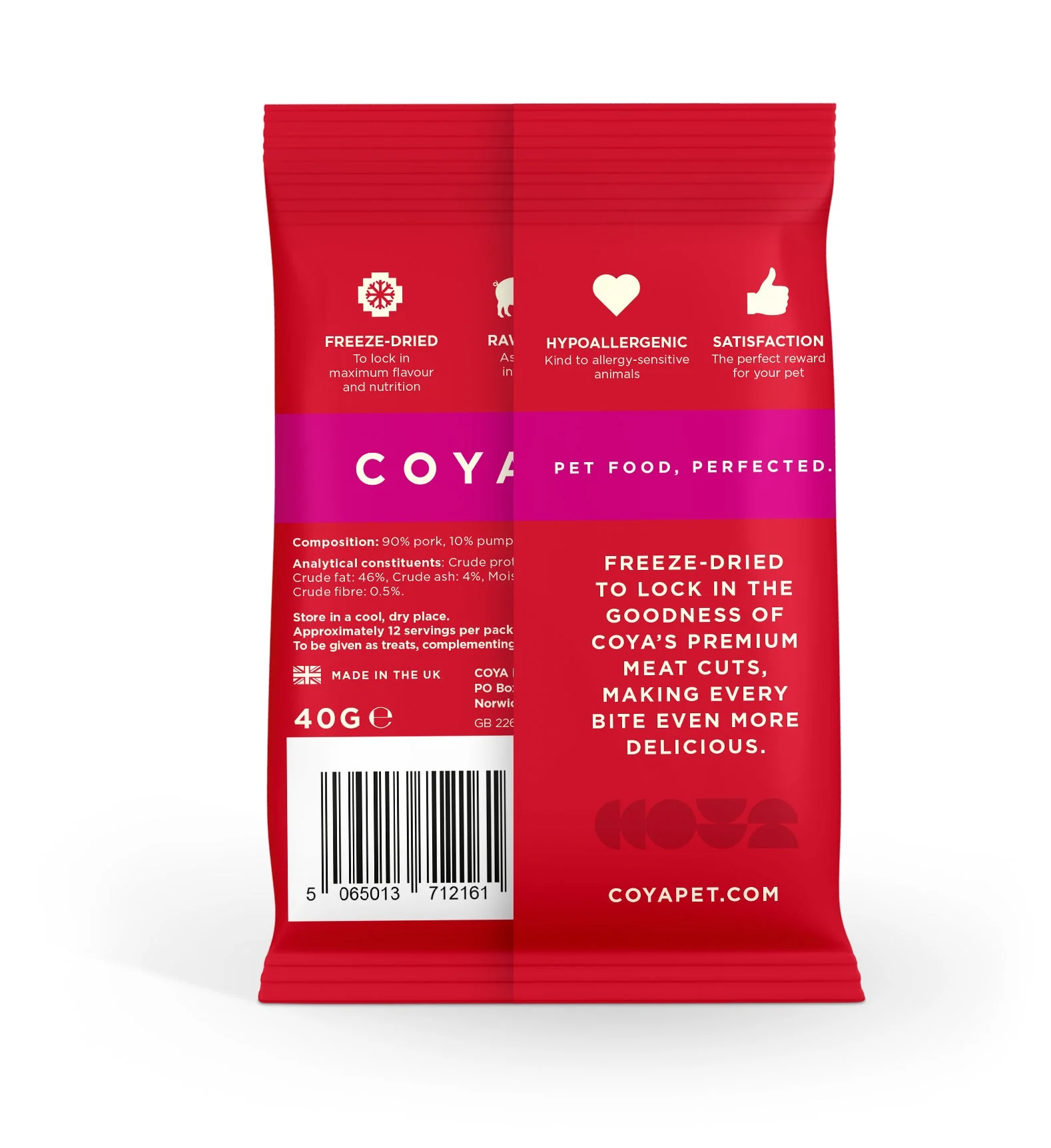 Coya Adult Dog Treat Freeze Dried Pork 40g - Image 2