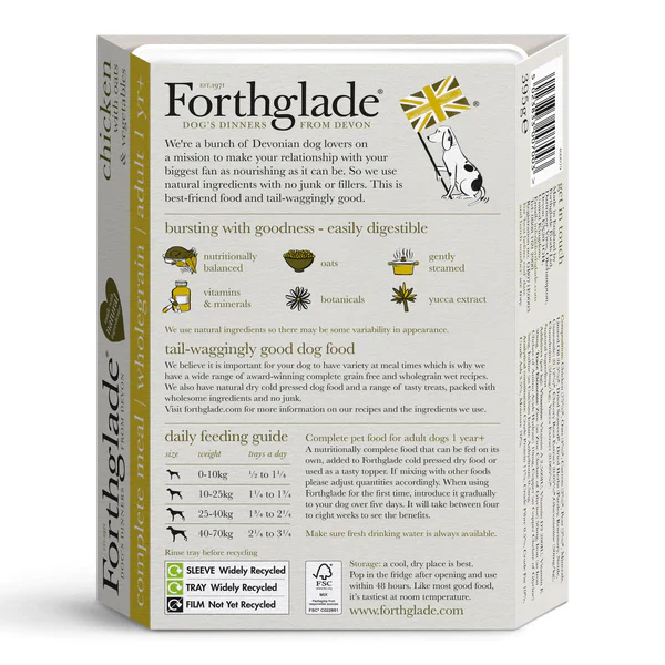 Forthglade Adult Complete Wholegrain Chicken With Oats & Veg 395g - Image 2