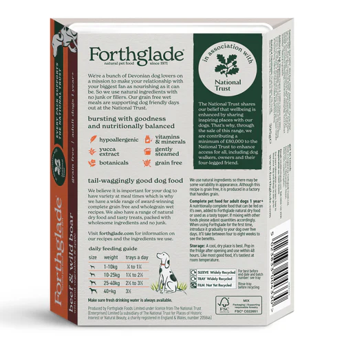 Forthglade Gourmet Adult Complete Grain Free Beef & Wild Boar 395g - Image 2
