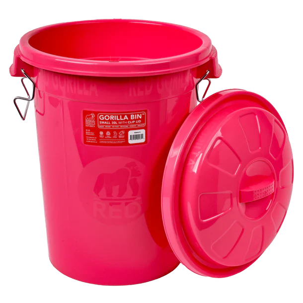 Red Gorilla Bin With Clip Lid 30L - Image 2