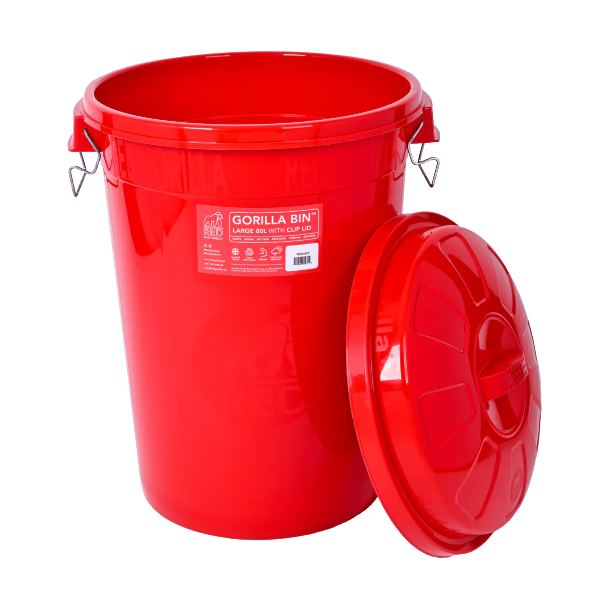 Red Gorilla Bin With Clip Lid 30L - Image 4
