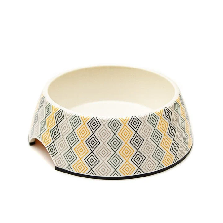 Great & Small Cream Diamond Melamine Pet Bowl 17.5cm