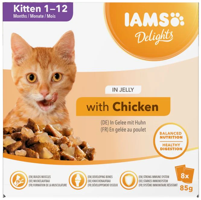 Iams Delights Wet Kitten Food Chicken In Jelly 8x85g - Image 2
