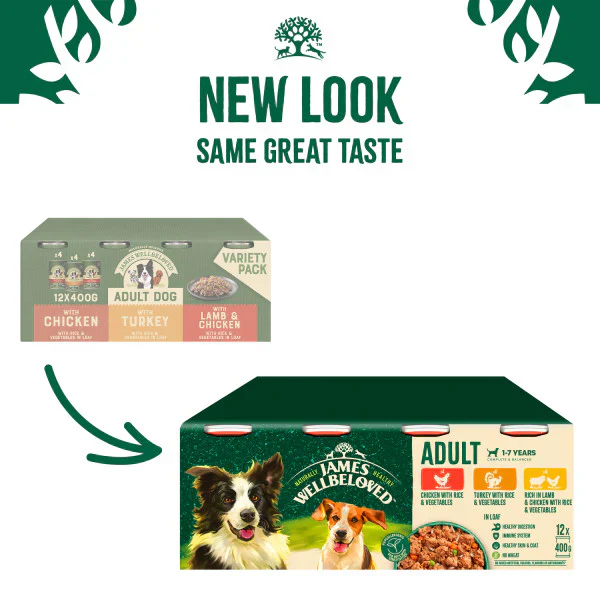 James Wellbeloved Dog - Adult Turkey, Lamb & Chicken in Loaf Variety Pack Cans 12x400g - Image 2