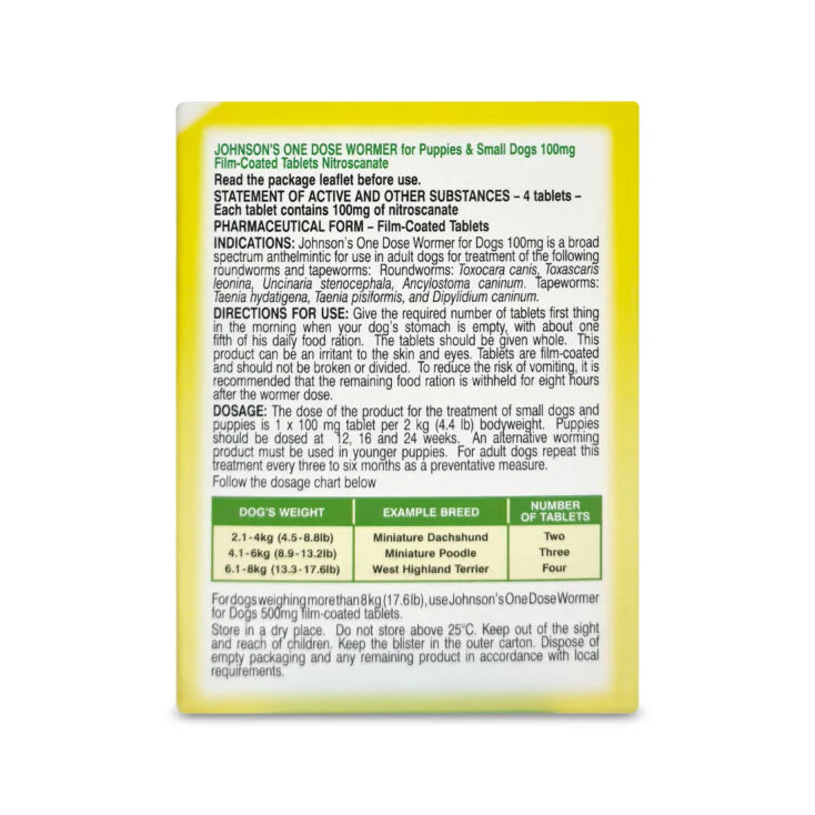 Johnsons One Dose Easy Wormer Size 1 (4 Tablets) - Image 2