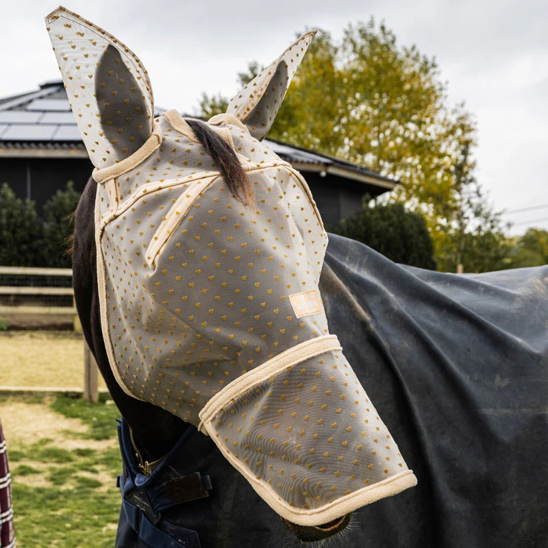 Kentucky Horsewear Fly Mask Heart With Ears And Nose Beige