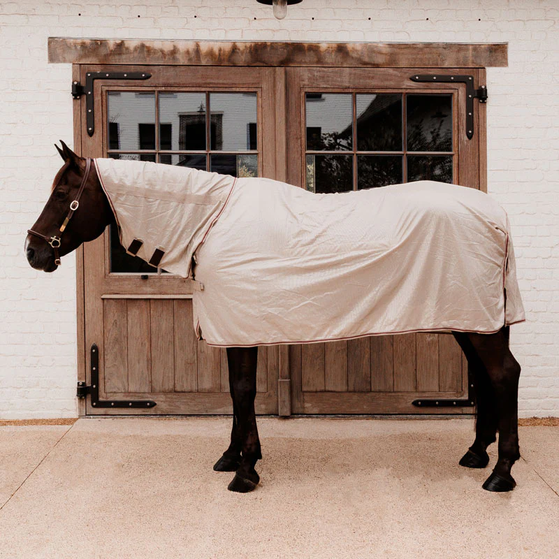 Kentucky Horsewear Mesh Fly Rug Comfort Classic With Neck & Belly Cover Beige/Bordeaux