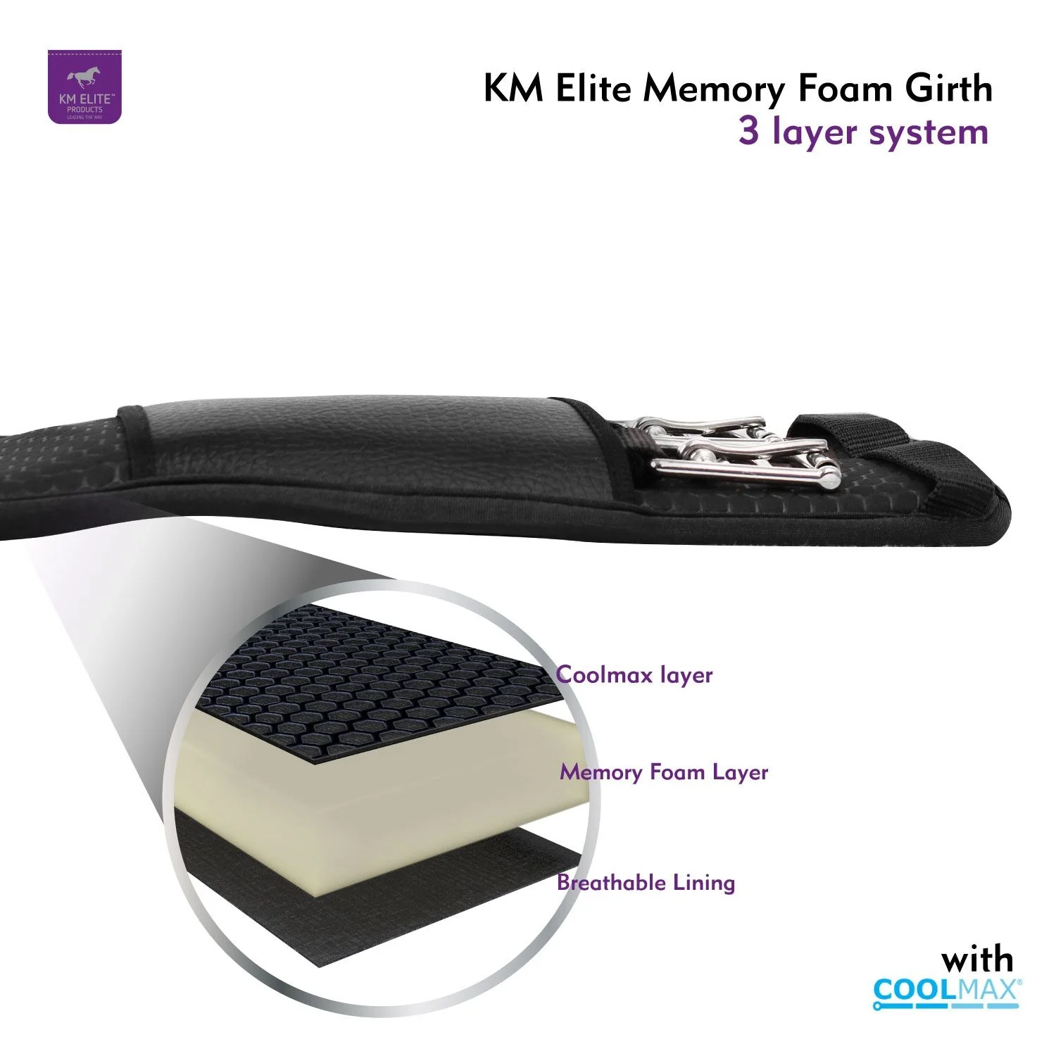 KM Elite Memory Foam Dressage Girth - Image 3